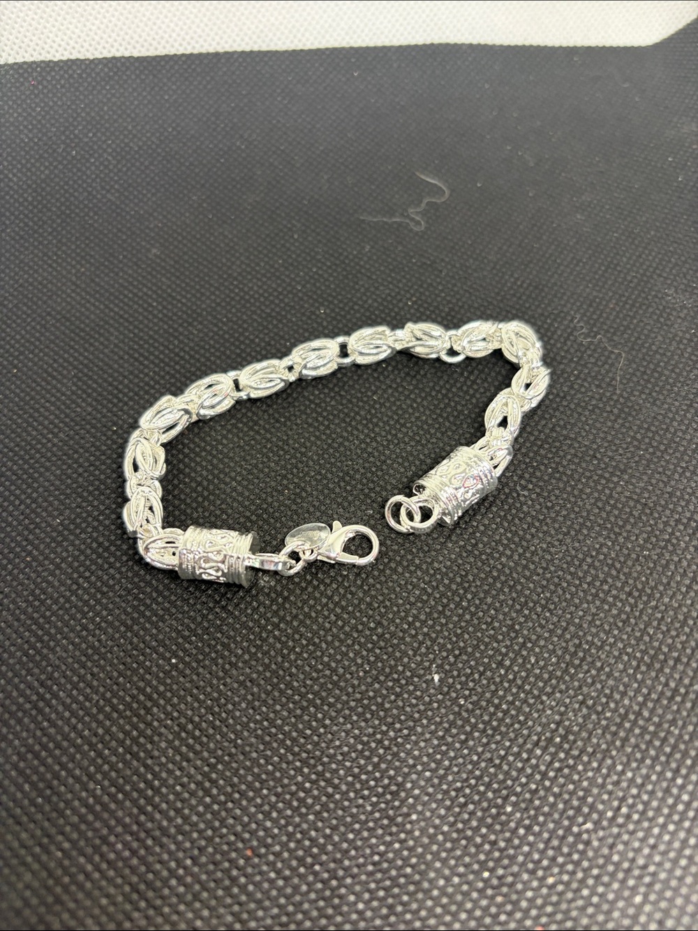 Sterling Silver Chain Link Bracelet with Scroll Work Clasp - Picture 5 of 6